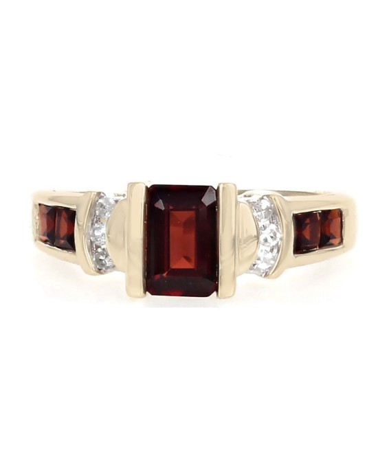 Garnet and Diamond Accent Ring in Yellow Gold